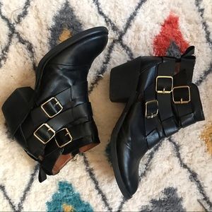 Gold Buckled Ankle Booties